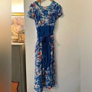 Anthropologie Arabella Blue poppy Peter Som Gown Size 2